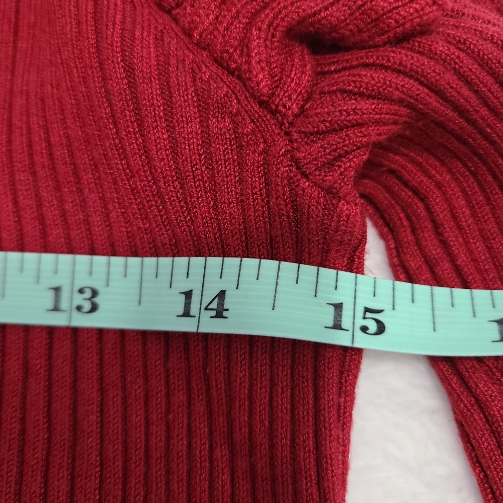 Anne Klein ribbed mock turtle neck with ruffles long sleeves - Picture 2 of 4